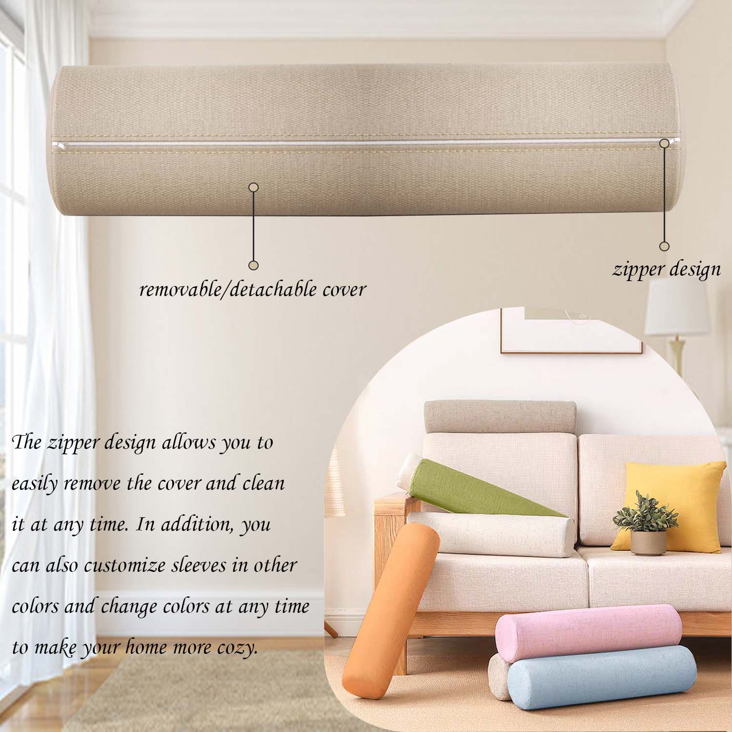 Oreiller en rouleau de mousse  - Bolster Cushion Round avis et prix