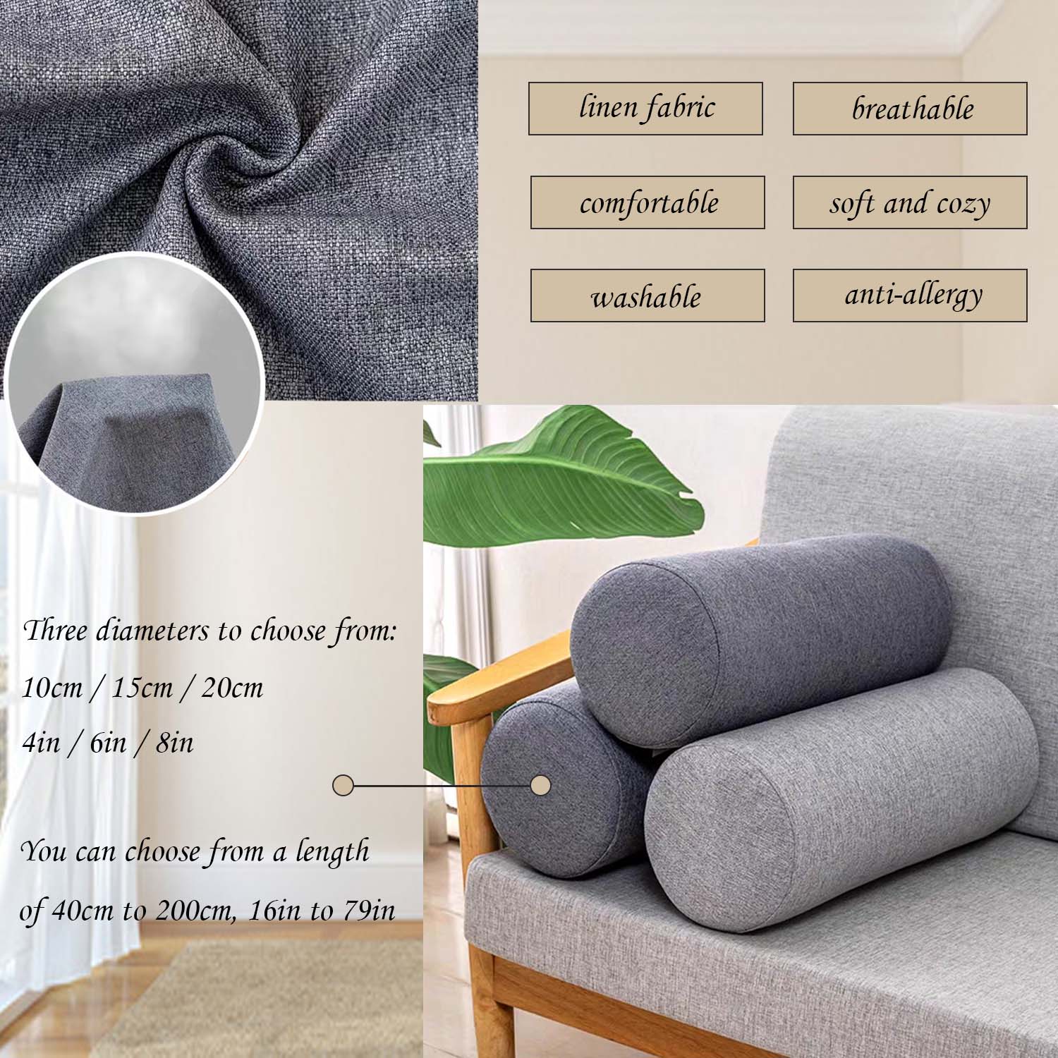 Oreiller en rouleau de mousse  - Bolster Cushion Round avis et prix