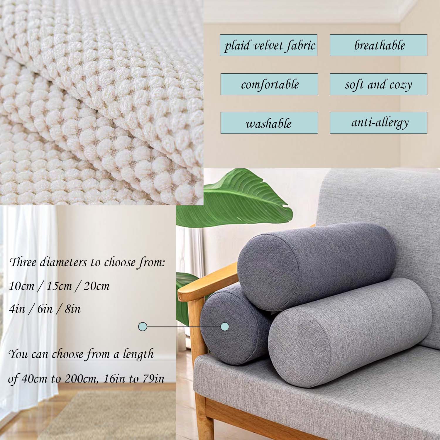 Oreiller cylindrique en lin de - Bolster Cushion Round avis et prix